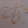 Tassel Heart Pendant Minimalist 18k Gold Titanium Clavicle Necklace Set