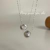 Su Chuang S925 Sterling Silver Laser-Brushed Round Bead Necklace with Cat's Eye Beads - Elegant High-End Clavicle Chain for Women.