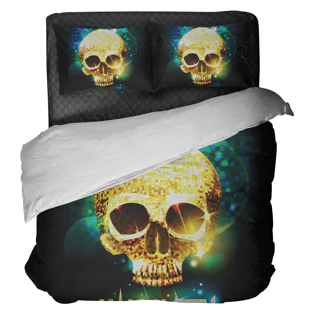 

Wind Print Three-Piece Rose Skull 3D Print Kit, One Bedding cover 135 * 200 * 1 and 50 * 75 * 1