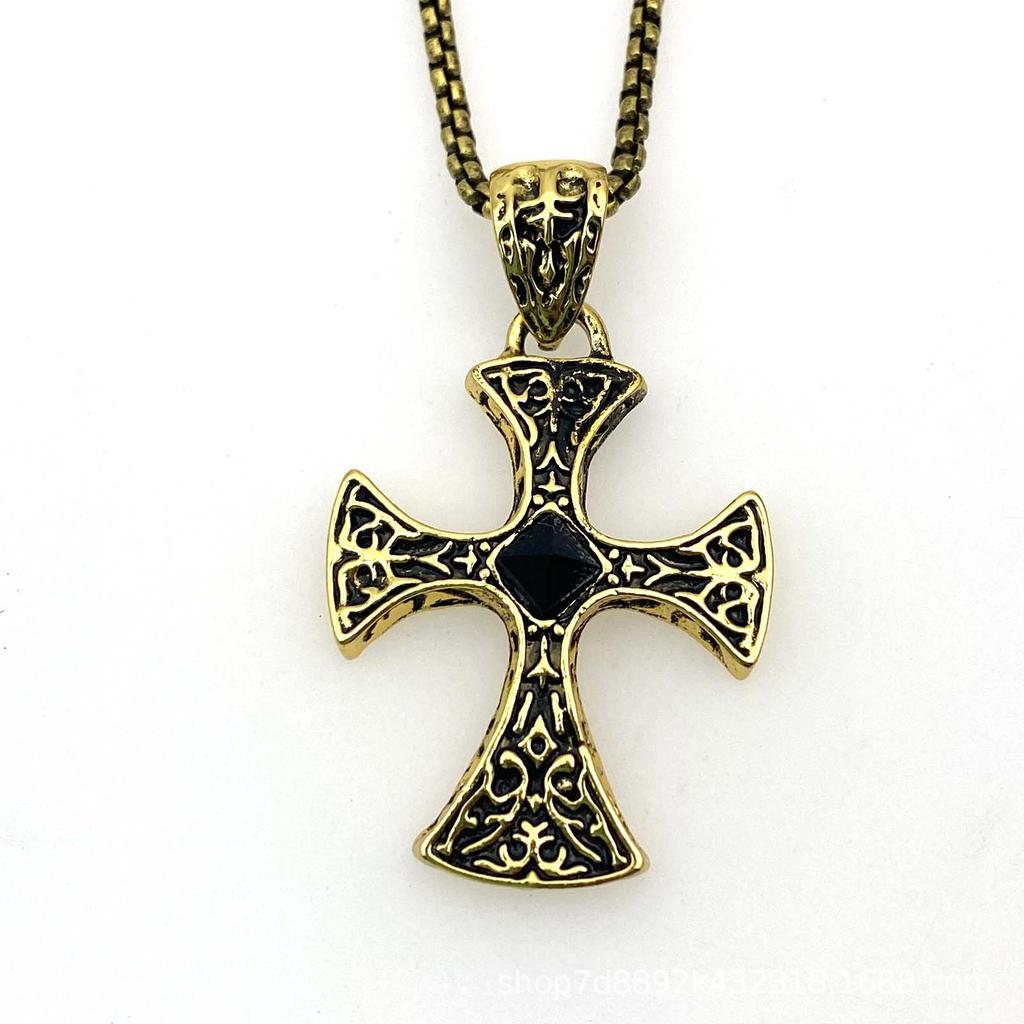 Fashion Gem Personality Pendant Titanium Steel Necklace Hip Hop Retro Style Necklace Accessories
