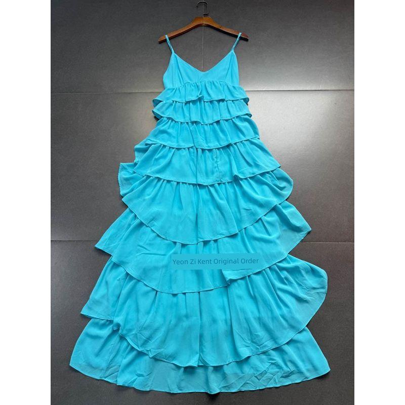 

Экспорт Одно F Дом 21 Озеро-синий Рюши Бретели Многослойное платье Отпуск на острове Платье на бретельках-спагетти С открытой спиной Длинное платье Lake Blue Slip Skirt M