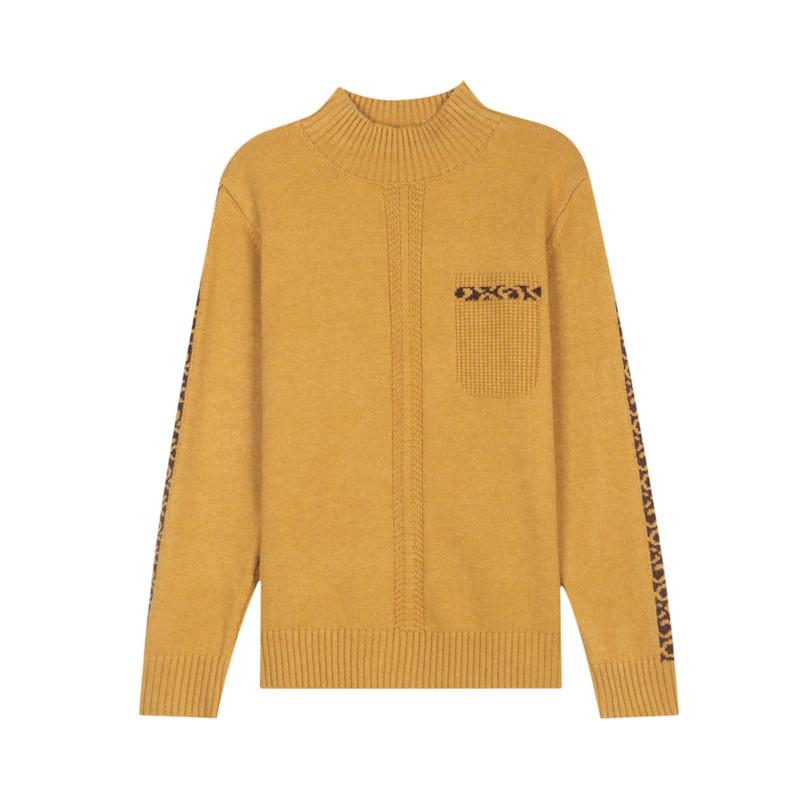 Half High Neck Knitted Sweater for Women Paired with Autumn Winter Short Style Jacquard Fashion Casual Western-style Base Sweater for Women