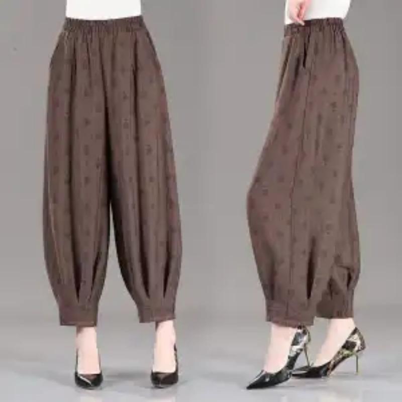 Damen locker elastischer Bund Polka Dot Freizeit Hose Leicht Atmungsaktiv Haremshose