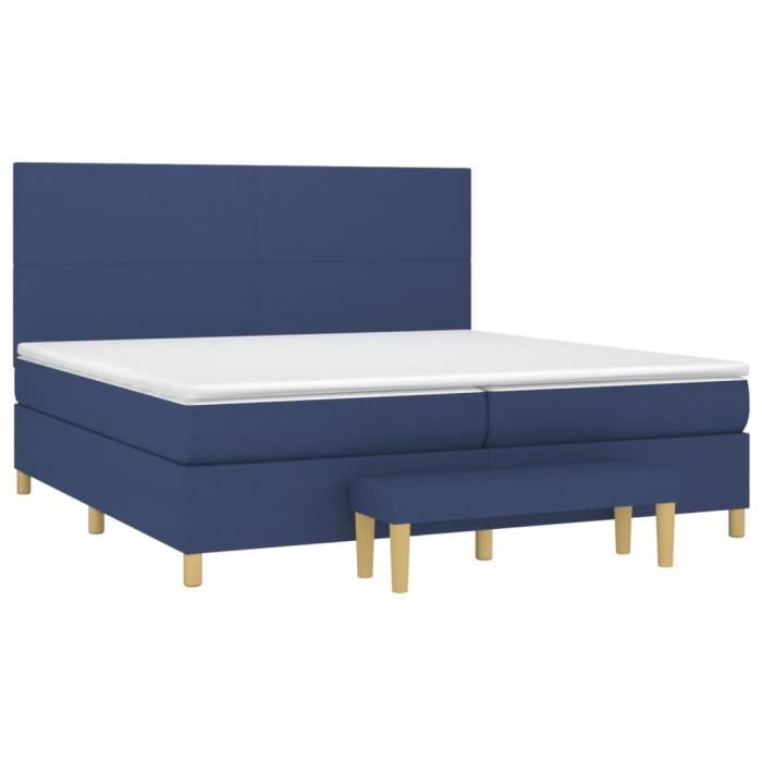 3137027 vidaXL Lit à sommier tapissier avec matelas Bleu 200x200 cm Tissu