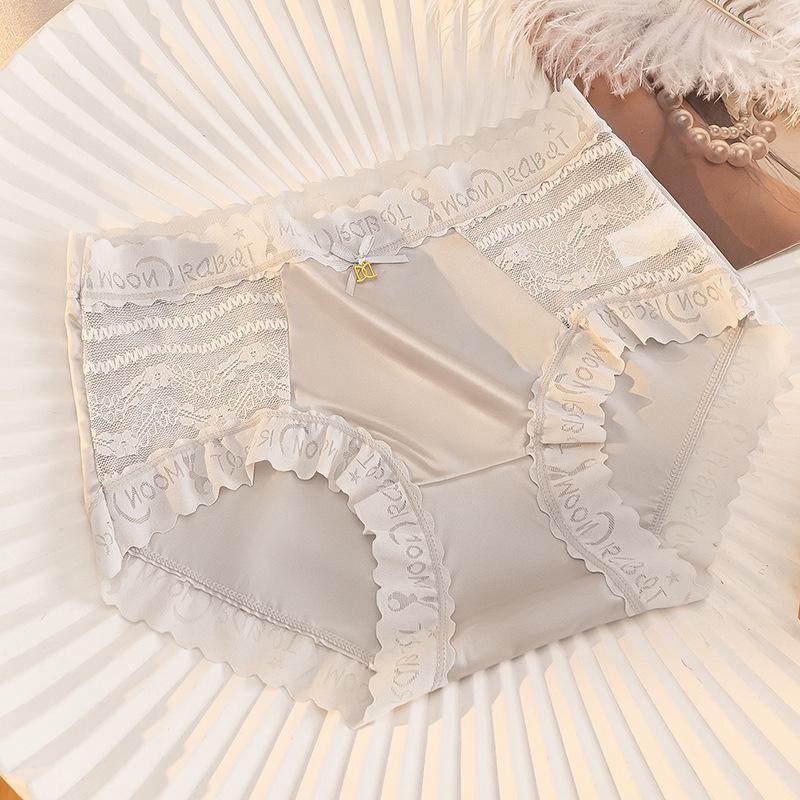 

Новые дышащие кружевные шелковые хлопковые трусики средней посадки: Антибактериальное, Бесшовное, Женское нижнее белье XL