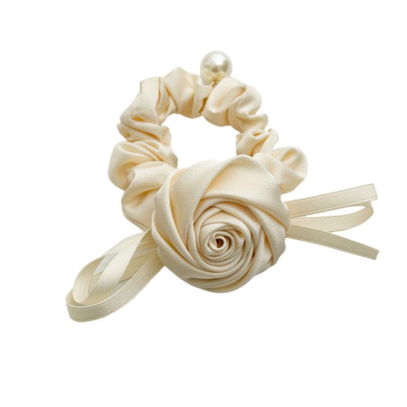 3D Rose Pearl Pendant Large Intestine Hair Tie Headband Women's Gentle Hair Accessories