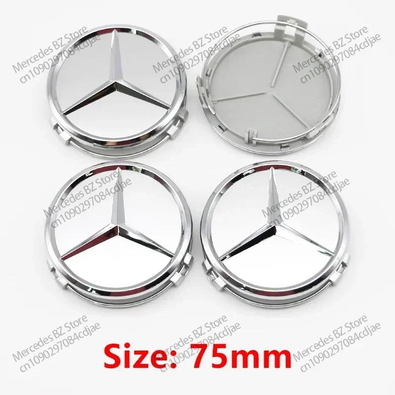 C200 E200 For Mercedes Benz 4PCS 75mm 60mm Car Wheel Center Hub Caps Cover for Mercedes Benz AMG B/C/E/S Class A Class GLC GLK C
