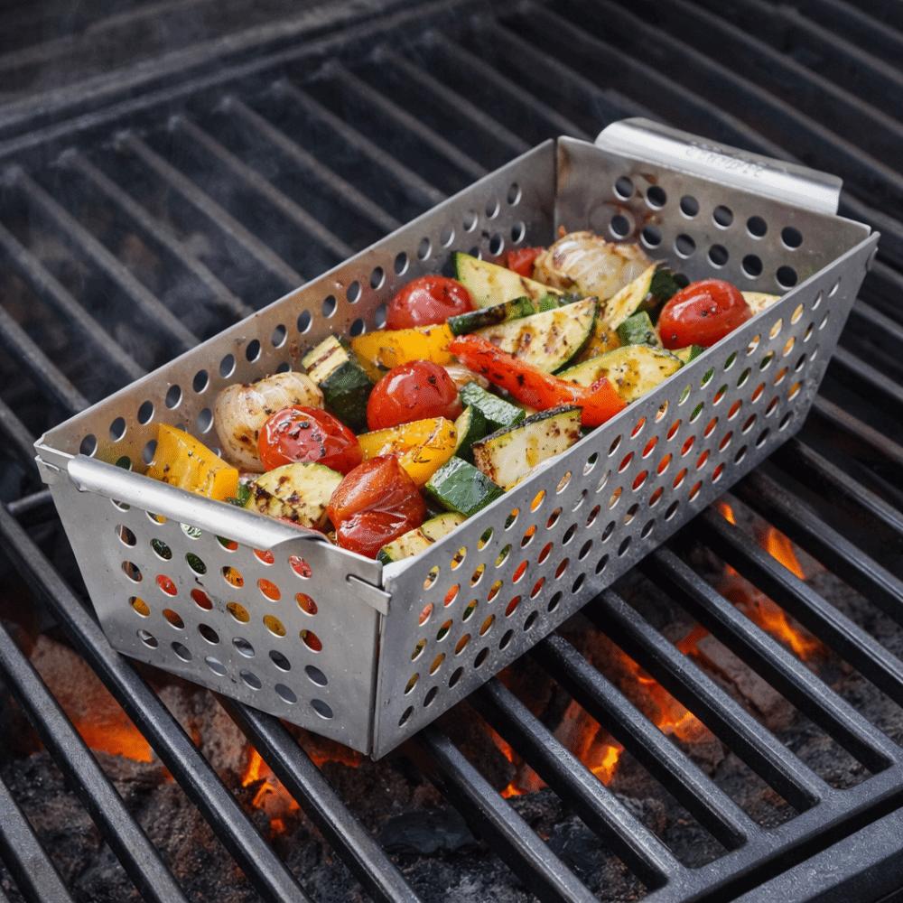 Double Handle Grilling Plate Stainless Steel BBQ Tray Durable Vegetable Grill Basket  Outdoor