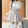 Anohana Autumn Japanese Sweet Girl Ruffle Off-Shoulder Shirt & High-Waist Skirt Set
