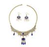 Fashionable Gemstone Tassel Pendant Necklace & Earring Set for Ladies