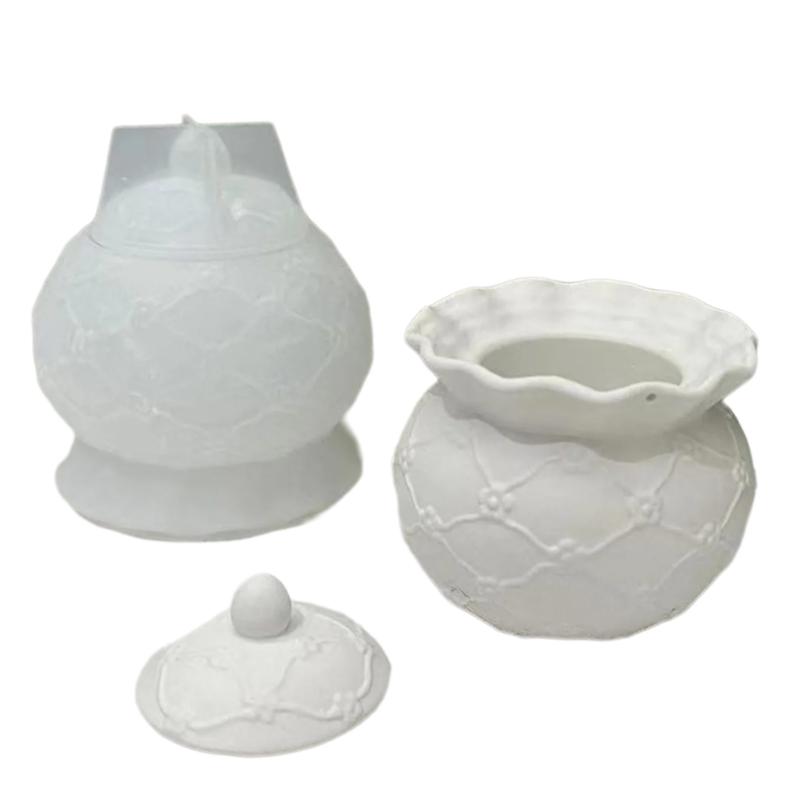 Preget mønster oppbevaringskrukkeform Smykkeorganisator Silikonform Gips Oppbevaringsboks Former for organiseringsentusiaster