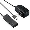 ELECOM USB2.0 Hub 4 Ports with AC Adapter Compatible with Self/Bus Compatible with Nintendo Switch, Black U2H-AN4SBK