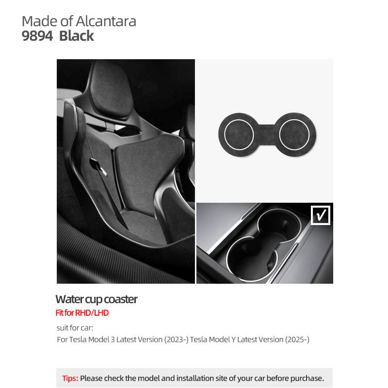 For Tesla 2018- Model 3 Highland Y Juniper Made of Alcantara Wireless Charge Panel Trim Sticker Cup Mat Car Interior Accessories