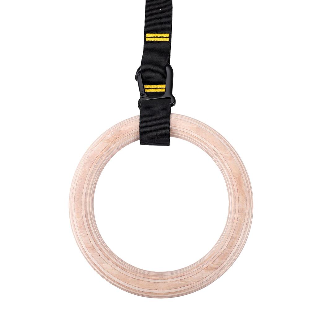 Anelli da Ginnastica Regolabili a Doppio Strato con Cinghie Numerate Anelli in Legno per Trazioni per Palestra Domestica Anello in Legno da 32 mm + Giallo da 38 mm