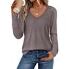 Versatile Loose Fit T-Shirt Women Fashion Casual V Neck Solid Color Top