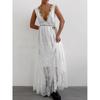 Fashionable V-Neck Lace Camisole Dress With A Stylish Design, Waist-Cinching A-Line Skirt, New Summer Long Dress For Women