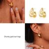 Amicon Chunky Gold Stud Earrings for Women 14k Gold Plated Hypoallergenic Earrings Statement Trendy Fashion Gold Jewelry Gifts