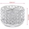 BTSKY Crystal 360 Degree Rotating Desk Organizer Decorative Storage Box with 4 Compartments, Glitter Metal Makeup Brush Holder Elegant Storage Caddy
