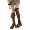 Stiefel Damen Herbst und Winter Neue Dicksohlige Zwei-Über Kniehohe Stiefel Fortschrittliche Skinny Stiefel Gürtelschnallenstiefel