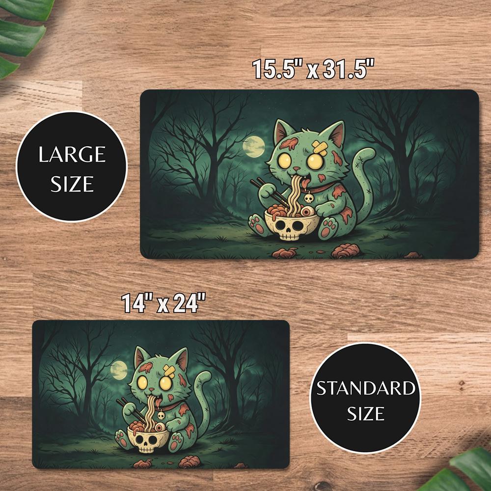 Zombie Cat Skull Noodles MTG Playmat 600X350MM Magic The Gathering Zone  Desk Mat Non-Slip Rubber Mpusepad Trading Card Game Pad