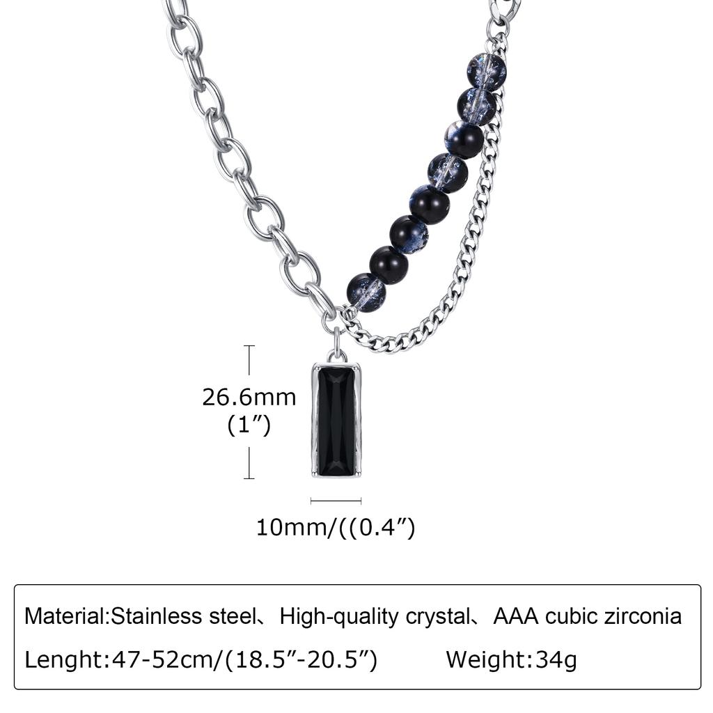 Vnox Stylish Black Stone Choker Necklaces for Men Women, Double Layers Chain Collar,Valentine's Father's Day Birthday Party Gift