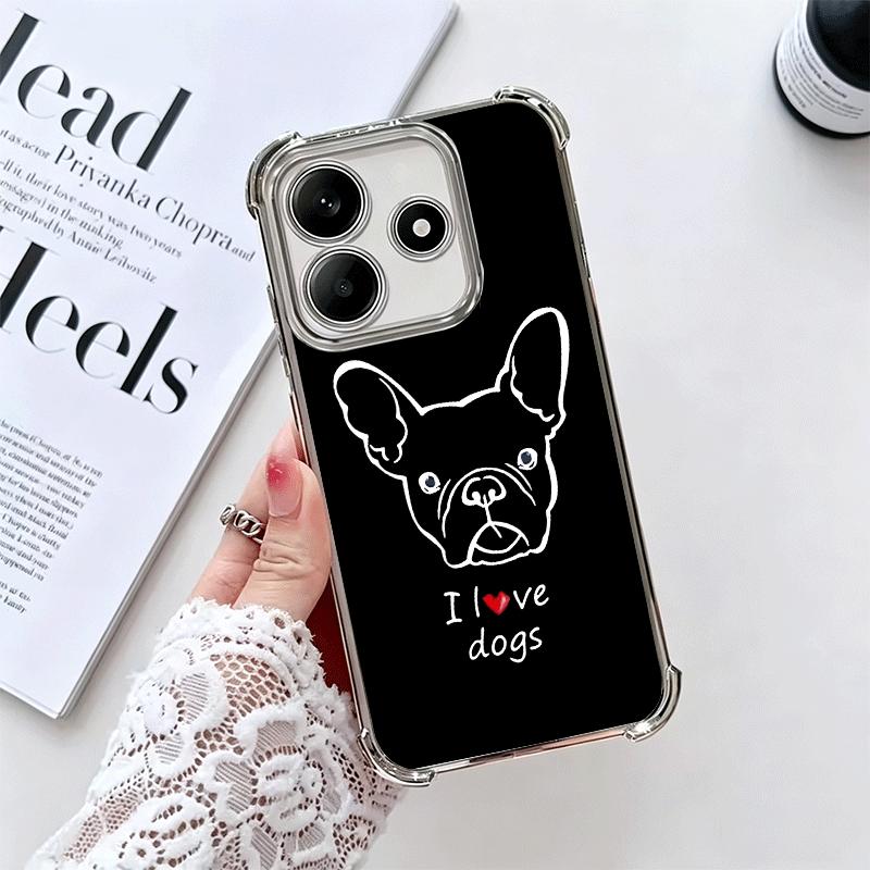 Französische Bulldogge Schwarz Design Beschichtung Handyhülle Für Xiaomi Redmi Note 14 15 Pro Plus 13 12 11 11S 11T 10 9S 9 5G Sturzfest Airaba