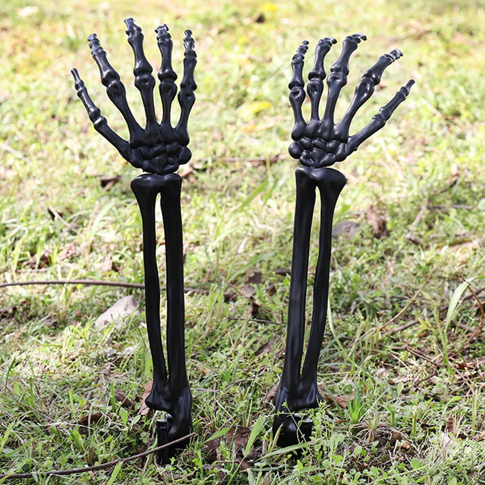 Halloween Realistic Skeleton Hand Ground Stake Light Up Foldable Reusable Halloween Bone Prop Cemetery Skeleton Hand Yard Decoration