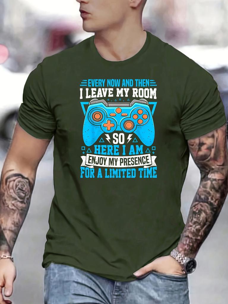Spring & Summer Blend Casual Gamer T-Shirt - "Enjoy My Presence for a Limited Time" Graphic, Short Sleeve, Crew Neck
