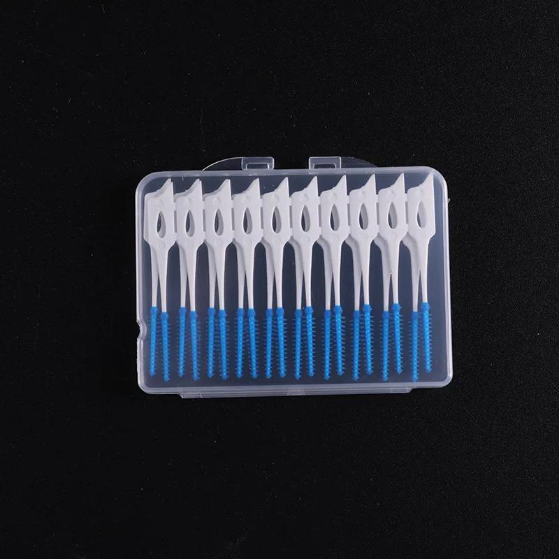 Interdental Silicone Brushes 20 Units Dental Toothpicks Brush Between Teeth Silicone Toothpicks With Thread Oral Cleaning Tools