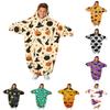Kids Halloween Print Flannel One-Piece Pajama Set for Cozy Sleepwear
