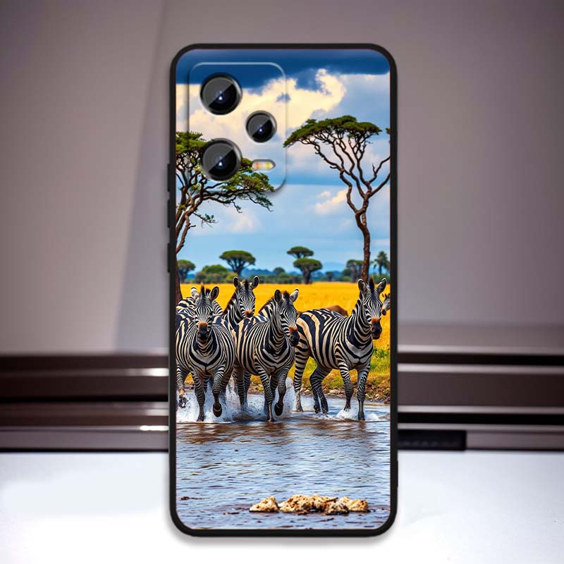 Cartoon Anime Animals Phone Case For Xiaomi Redmi Note 15 14 13 12 12S 11E 11 11S Pro Plus 4G 5G Black Soft TPU