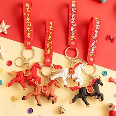 Chinese Zodiac Design New Year Horse Keychain Ornament Style Car Key Chain  Bag Charm