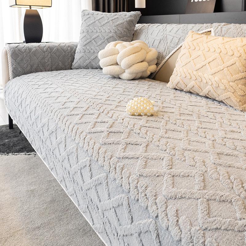 2025 Zima Antypoślizgowa Aksamitna Poduszka na Sofę: Pluszowy, Jednolity Kolor Shu Bawełna