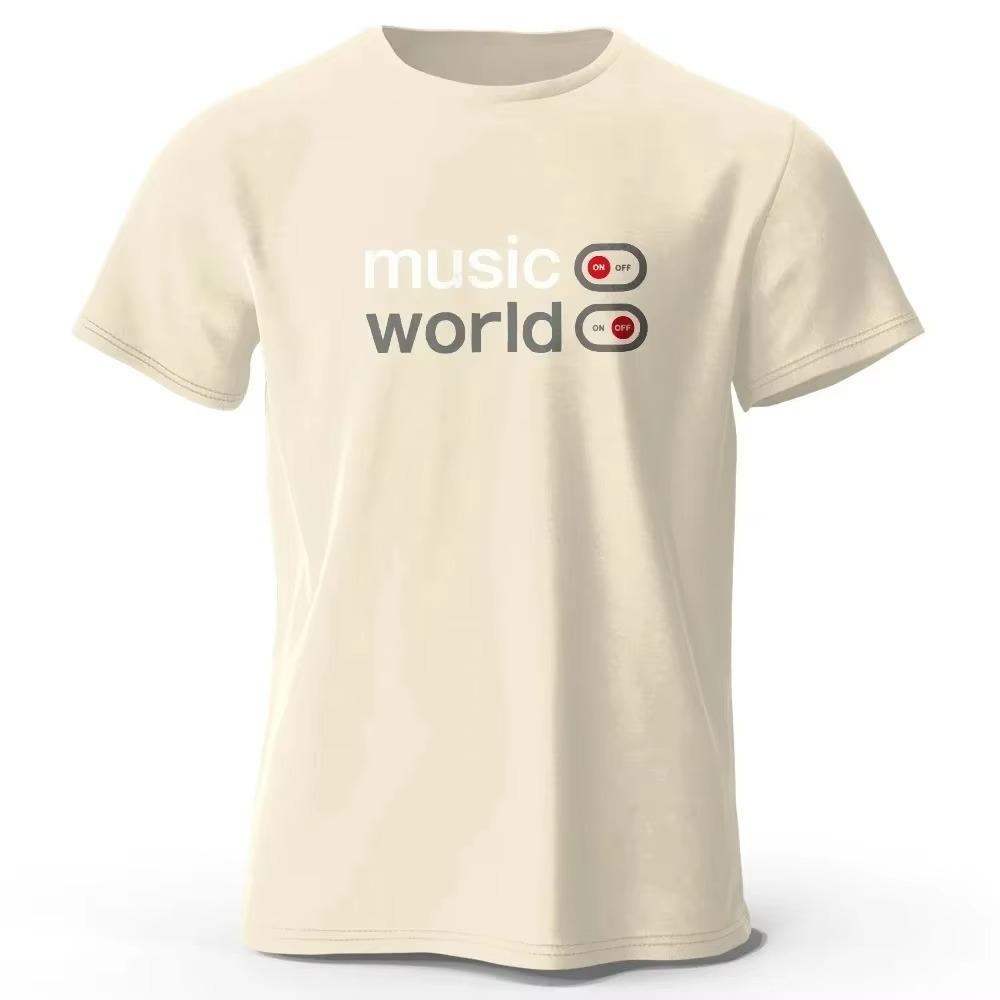 Music World Printed Men T-Shirt 100% Cotton Oversized Classic Funny Graphic Tees for Men Women Summer loose comfortable Tops Tee