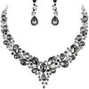 Newlywed Rhinestone Crystal Necklace And Earrings Set - Luxurious Jewelry Set For Ladies' Dance And Banquet Events