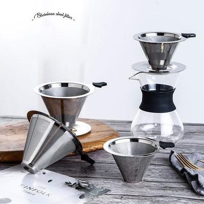 Síťovaný nerezový kávový filtr bez papíru, opakovaně použitelný kuželový dripper