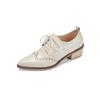Fashion 2025 Women's European and American New Spring and Autumn Pointed Leather Lace up Middle Heel Retro Blake Lefu Single Shoes