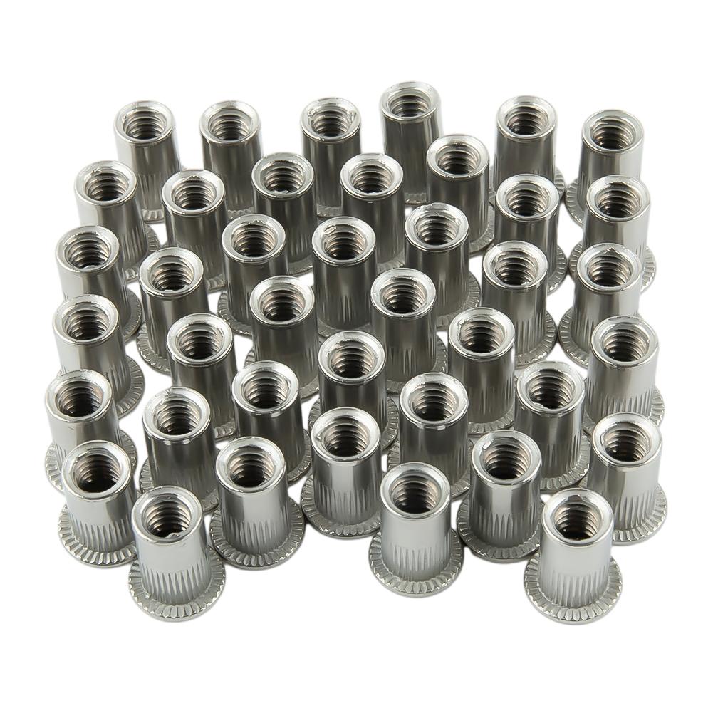 Decoration Electrical Home Furniture Rivet Nuts Stainless Steel Lock Nuts 1/4\"-20 Thread Fastener Threaded Flat Head