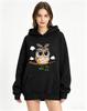 Women Cute Owl Graphic Hoodie Leopard Bow Bandana Owl Print Long Sleeve with Pocket Pullover Casual Hooded Sweatshirt Female Top