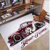 Car Racing Theme Soft Crystal Velvet Rug Custom Name & Text Print Non Slip Floor Rug for Bedroom Living Room