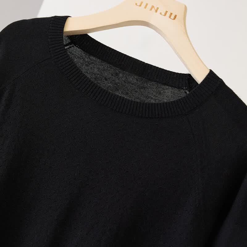 Women's Mulberry Silk Blend Short Sleeve Knit T-Shirt