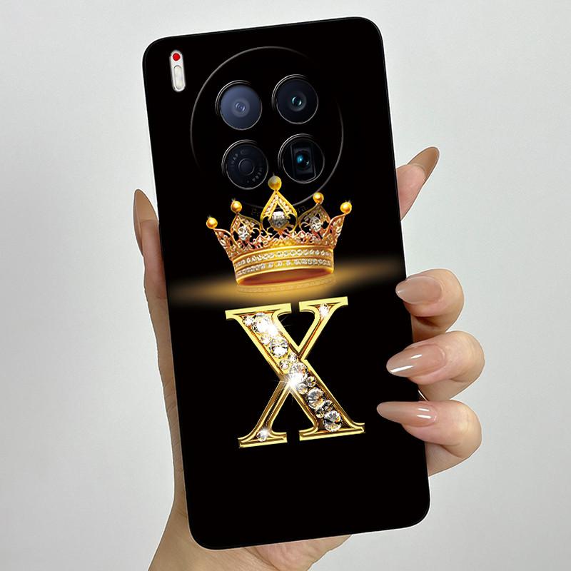 For Tecno Camon 40 Premier 5G CM8 Phone Cases Crown Initial Letter Covers Soft Liquid Silicone Advanced Anti Fingerprint Shell