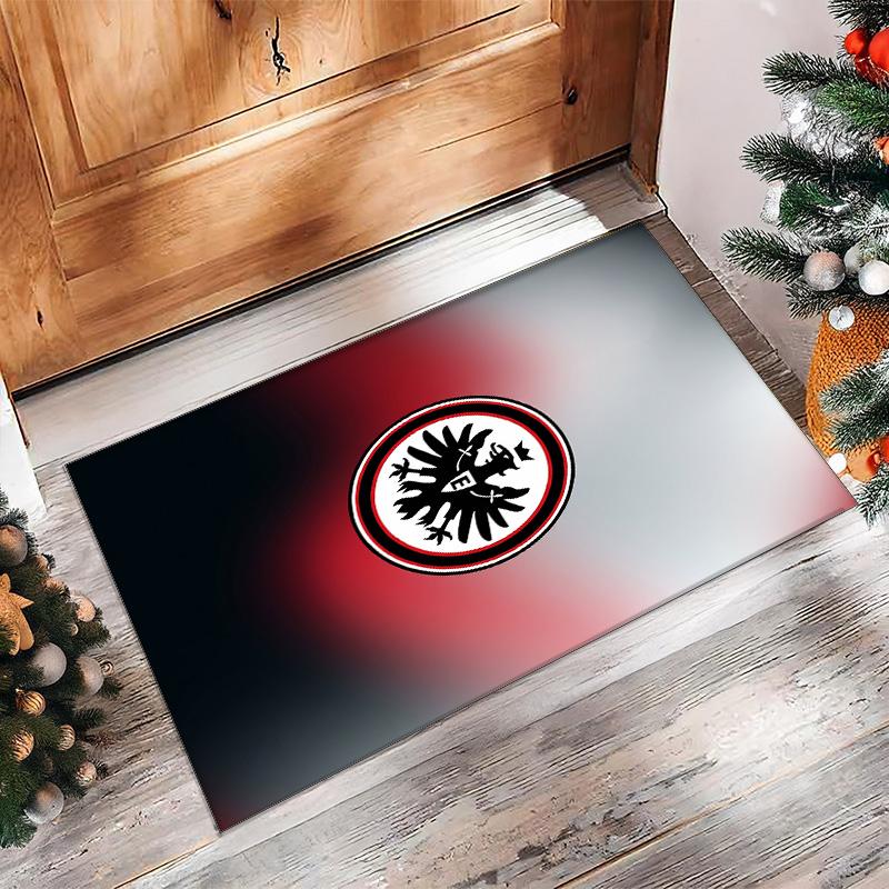 Eintracht Frankfurt Football Print Crystal Velvet Rug, Comfortable Water Absorbent Non Slip Indoor Floor Carpet