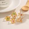 Stainless Steel Summer Transparent Ring Korean Style Open Ring Vintage Eternal Flower Ring  Gift