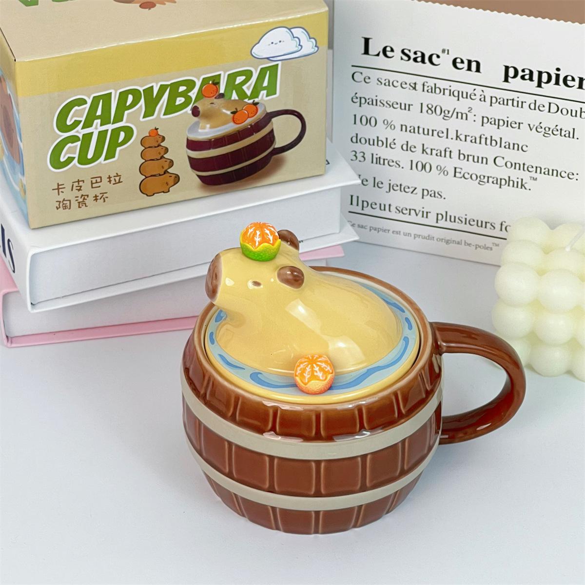 

Single item--Creative Design Cute DIY Kapibara Ceramic Mug Household Water Cup Practical Large Capacity Cup 401-500ml