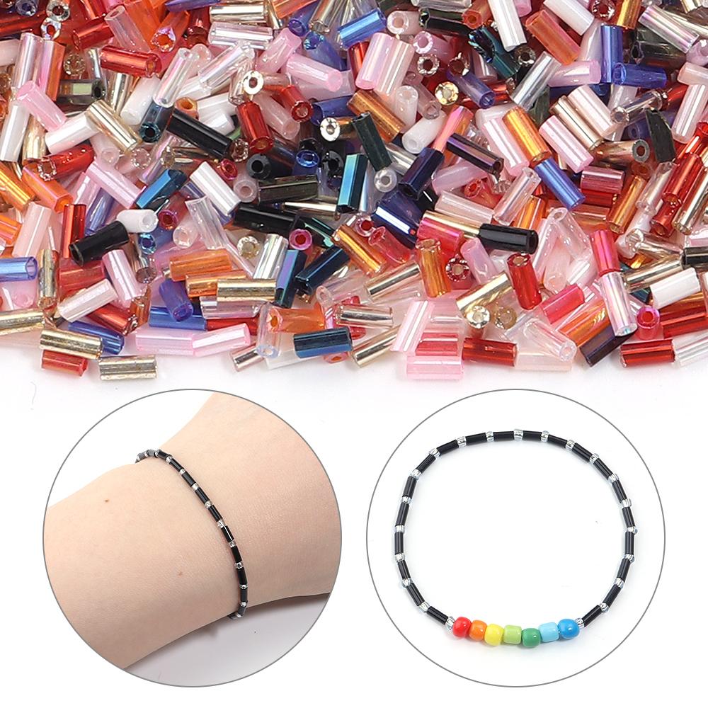 40g Glass Tube Beads 2mm Colorful Rice Beads Loose Spacer Beads For Jewelry Making DIY Bracelets Necklace Earring Accessories