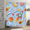 Whimsical Space Shower Curtain Cute Galaxy Pattern for Bathroom Decor Vibrant Rocket Design Planets Waterproof Fabric with Hook