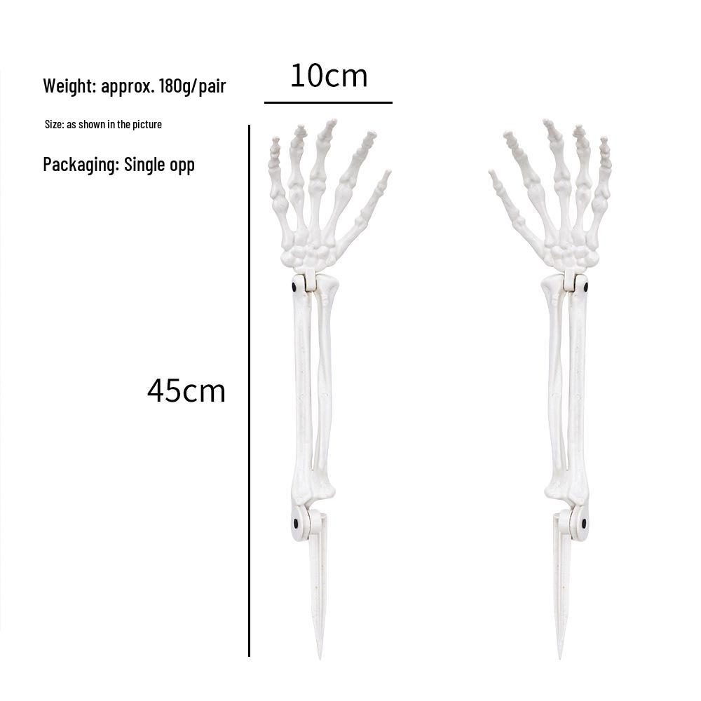 Halloween Skull & Skeleton Stake Set: 3-Piece Hand Bones & Head Decoration for Festive Props