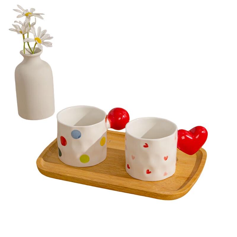 Duoli Gepunktetes Keramik-Kaffeebecher-Set (2er-Pack)