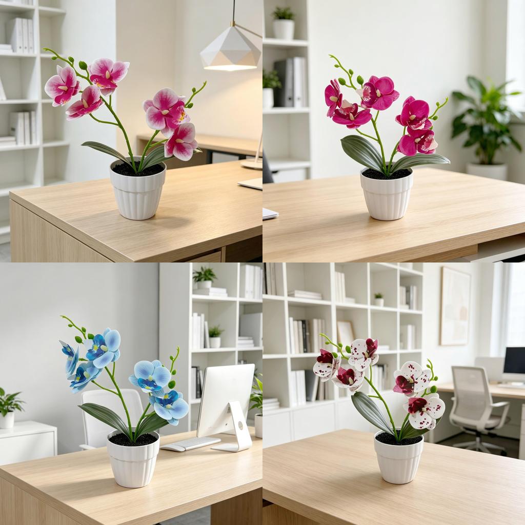 Butterfly Orchid Fake Flower Plant With Plastic Base For Home Decor And Wedding Centerpieces
